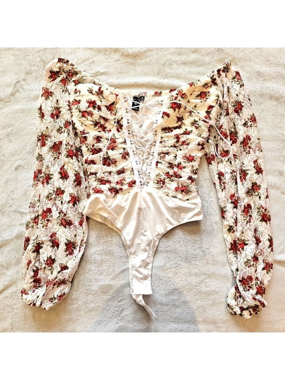 Windsor floral long sleeve ruched Bodysuit
